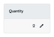 Quantity column excerpt with fictional quantity 2 and its round pencil edit control