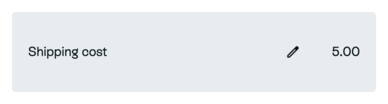 Shipping cost row with fictional charge 5.00 and its round pencil edit control