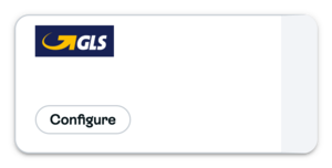 A delivery method card with a Configure button, shown here for GLS