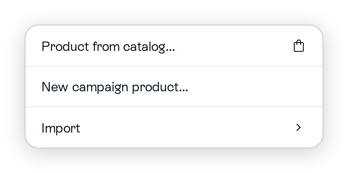 Add menu with Product from catalog option