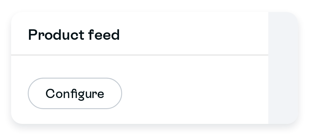 Product feed card with Configure