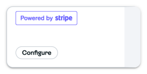 A payment provider card with a Configure button, shown here for Stripe